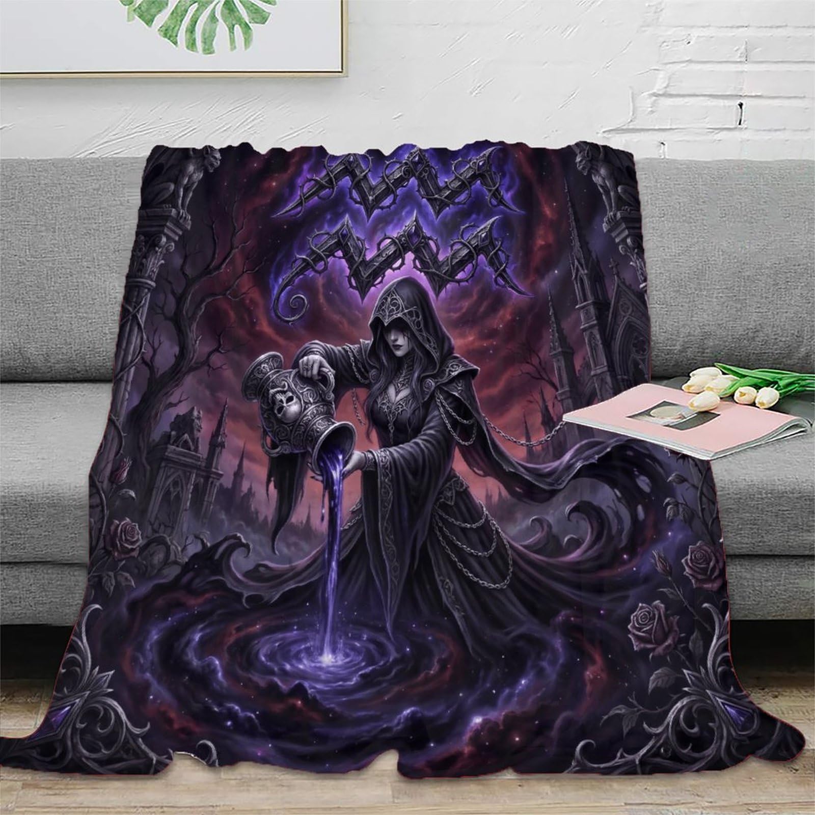 W7C8U2X3 Aquarius Zodiac Mysterious Flannel Throw Blanket, Travel Bed Couch