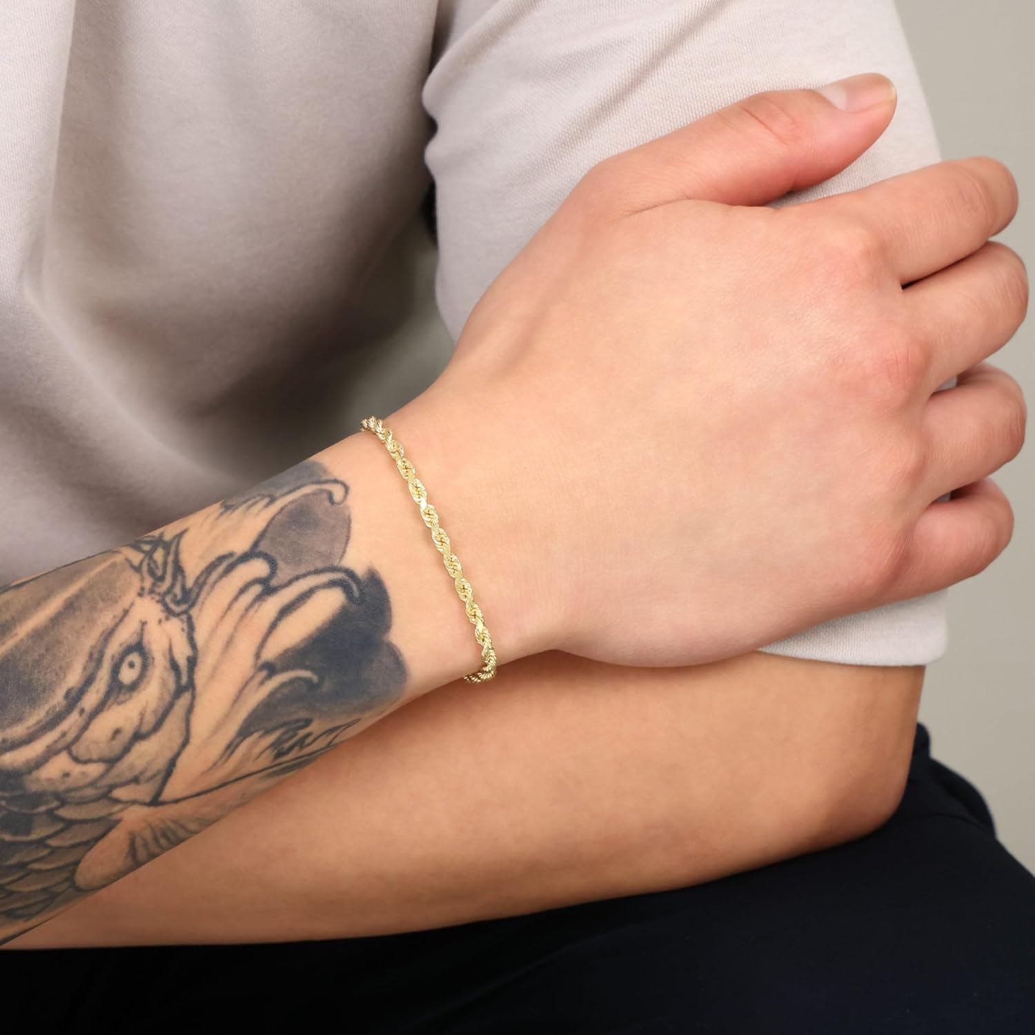 Nuragold 14k Yellow Gold 3mm Rope Chain Diamond Cut Bracelet or Anklet (7"-9") Italian Jewelry for Men & Women - Image 6