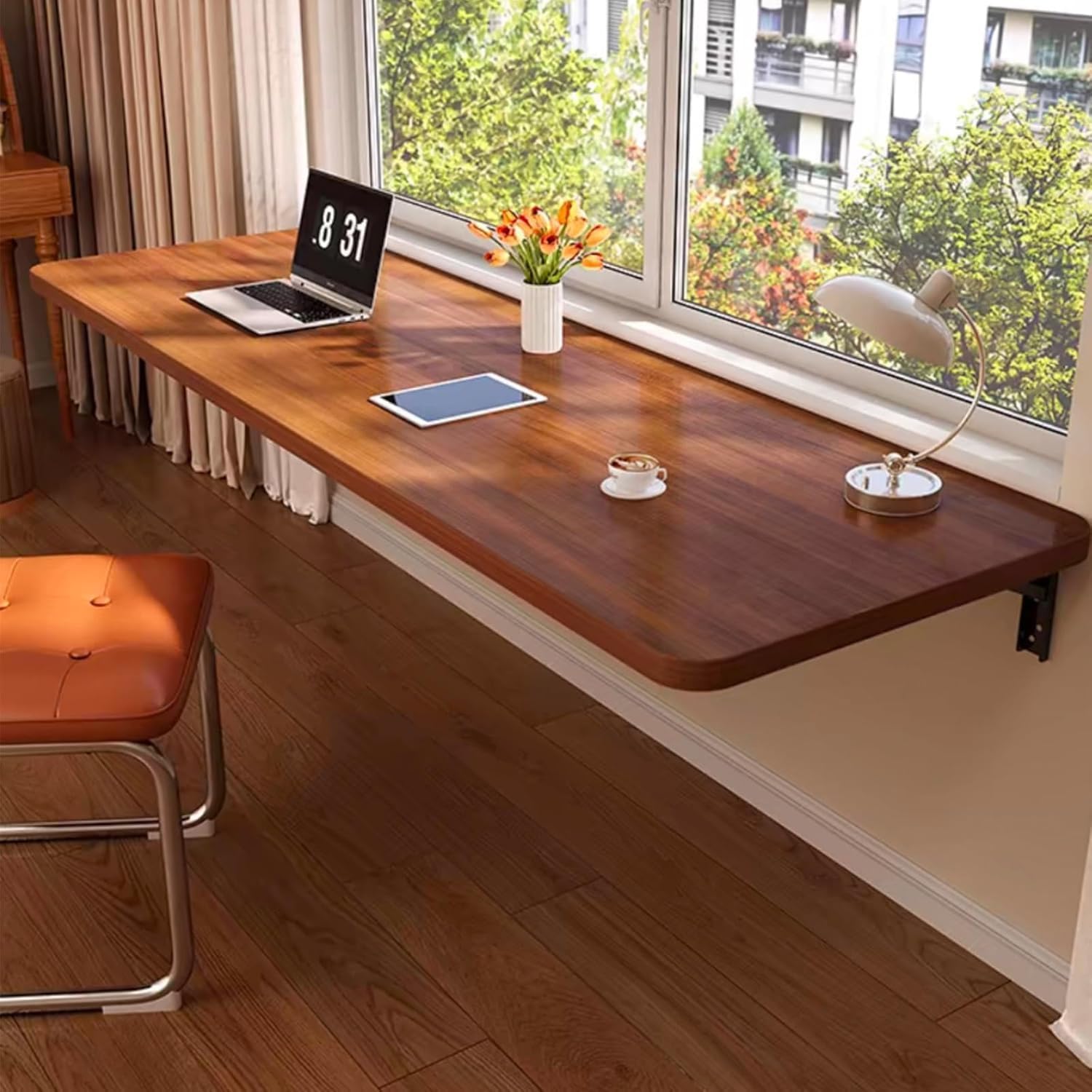 GDMDPTE Space-Saving Wall-Mounted Drop Leaf Table for Small Kitchens & Balconies 80x40CM Folding Table for Home Office Breakfast Bar Laundry Room Compact Design