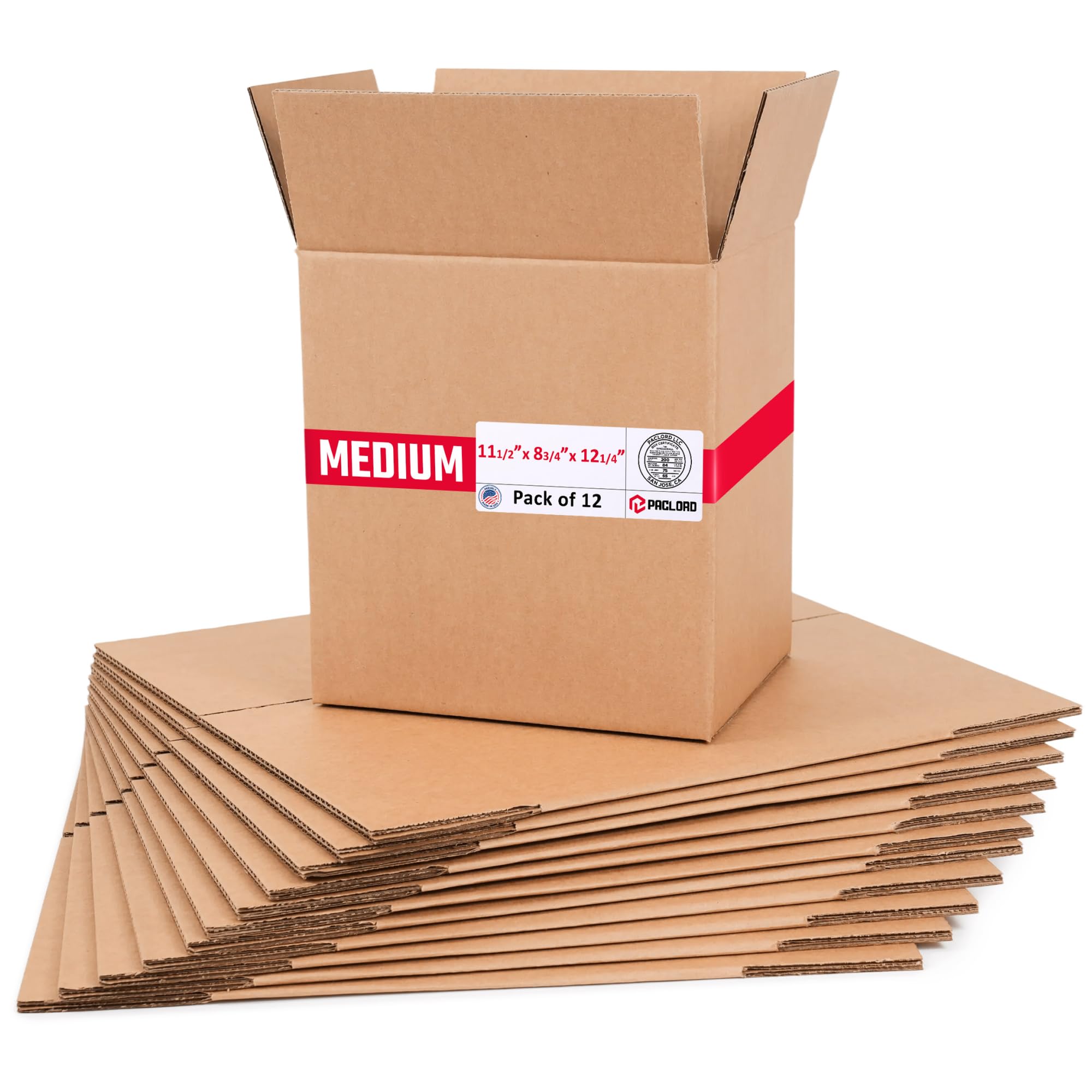 Medium Cardboard Boxes 11 1/2"L x 8 3/4"W x 12 1/4"H (Pack of 12) - USA-Made Packing Boxes for Moving, Shipping, or Storage - USPS, UPS, FedEx Approved - Professional Packing Supplies for Moving | USA-Made Packing Boxes for Moving, Shipping, or Storage - USPS, UPS, FedEx Approved - Professional Packing Supplies