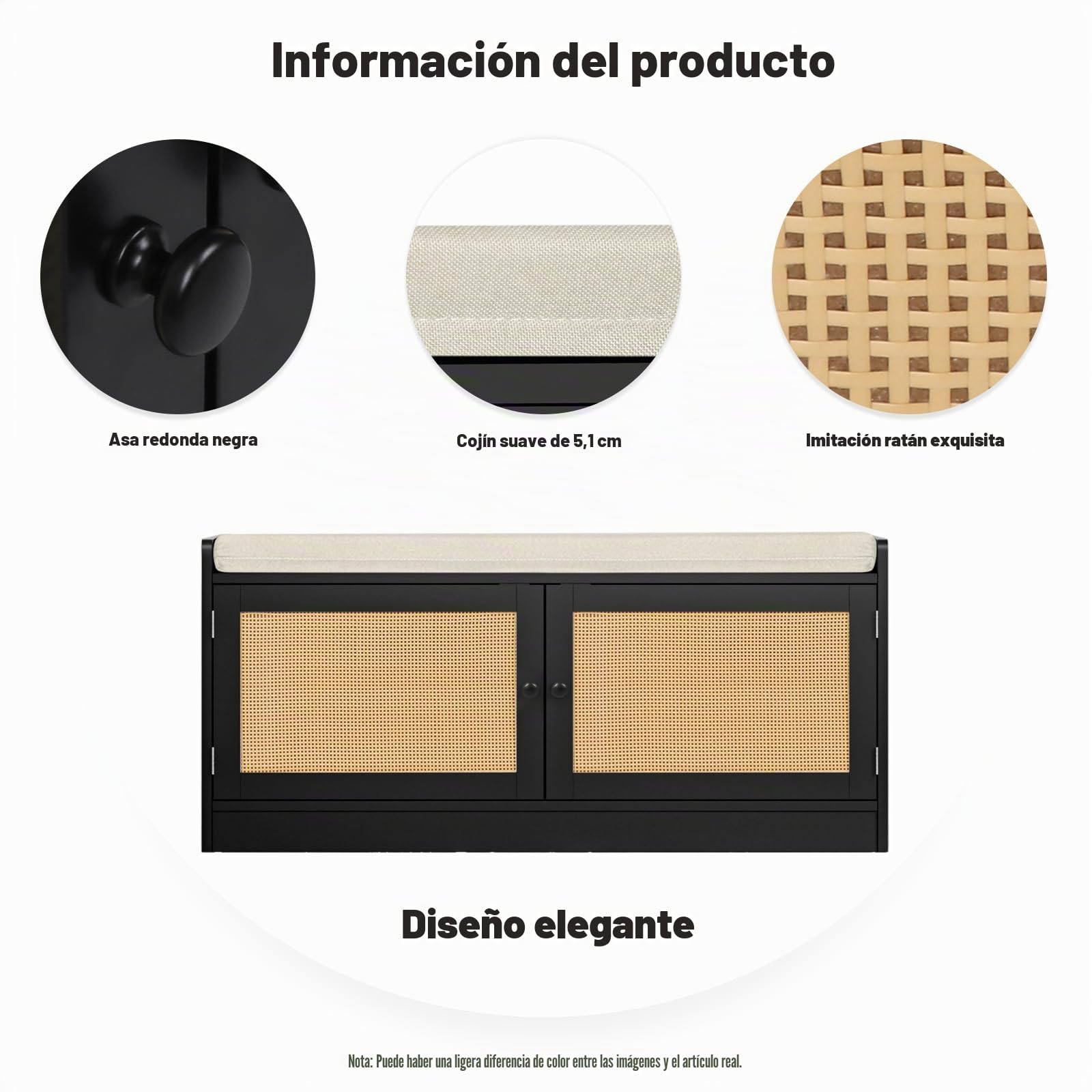 Yvsevn Banco Zapatero con Asiento con Asiento Acolchado Estantes Regulables | Madera Zapatero Entrada Recibidor , Rattan Banco para 8-12 Pares de Zapatos, para Pasillo Entrada carga 150kg 101x40 x46 cm