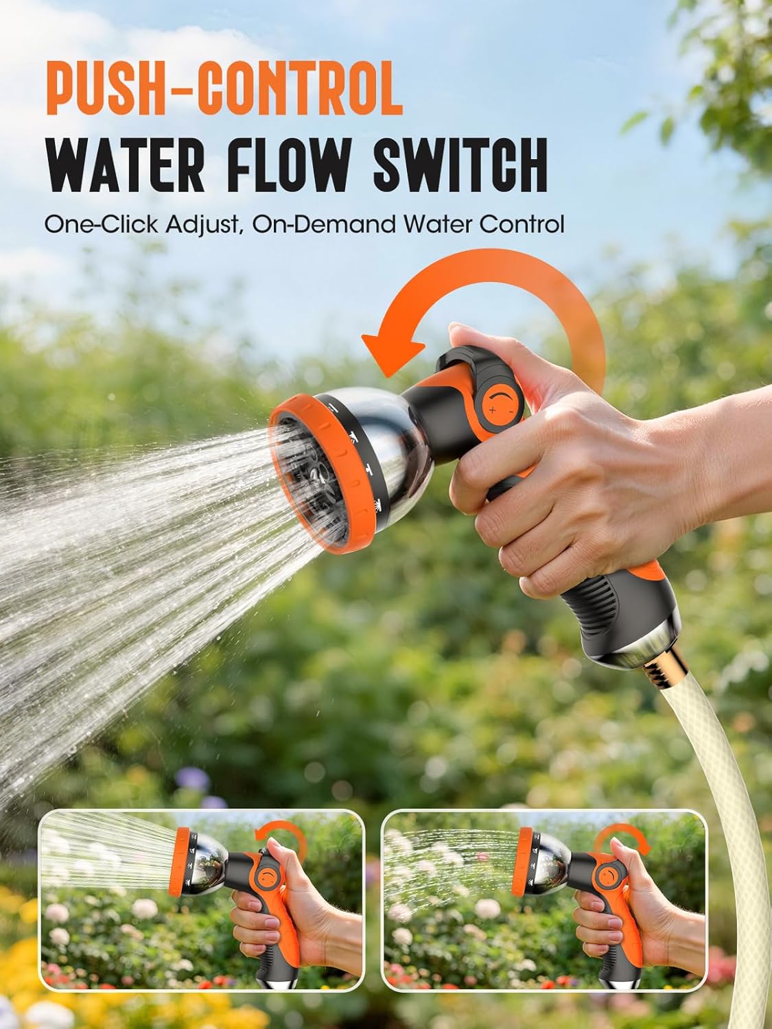 Retractable Garden Hose Reel 1/2" 100ft, 2-in-1 Wall Mount & Portable Auto Rewind Water Hose Reel with Any Length Lock & 180° Swivel, Heavy Duty Outdoor Hose Storage for Garden, Patio and Car Washing