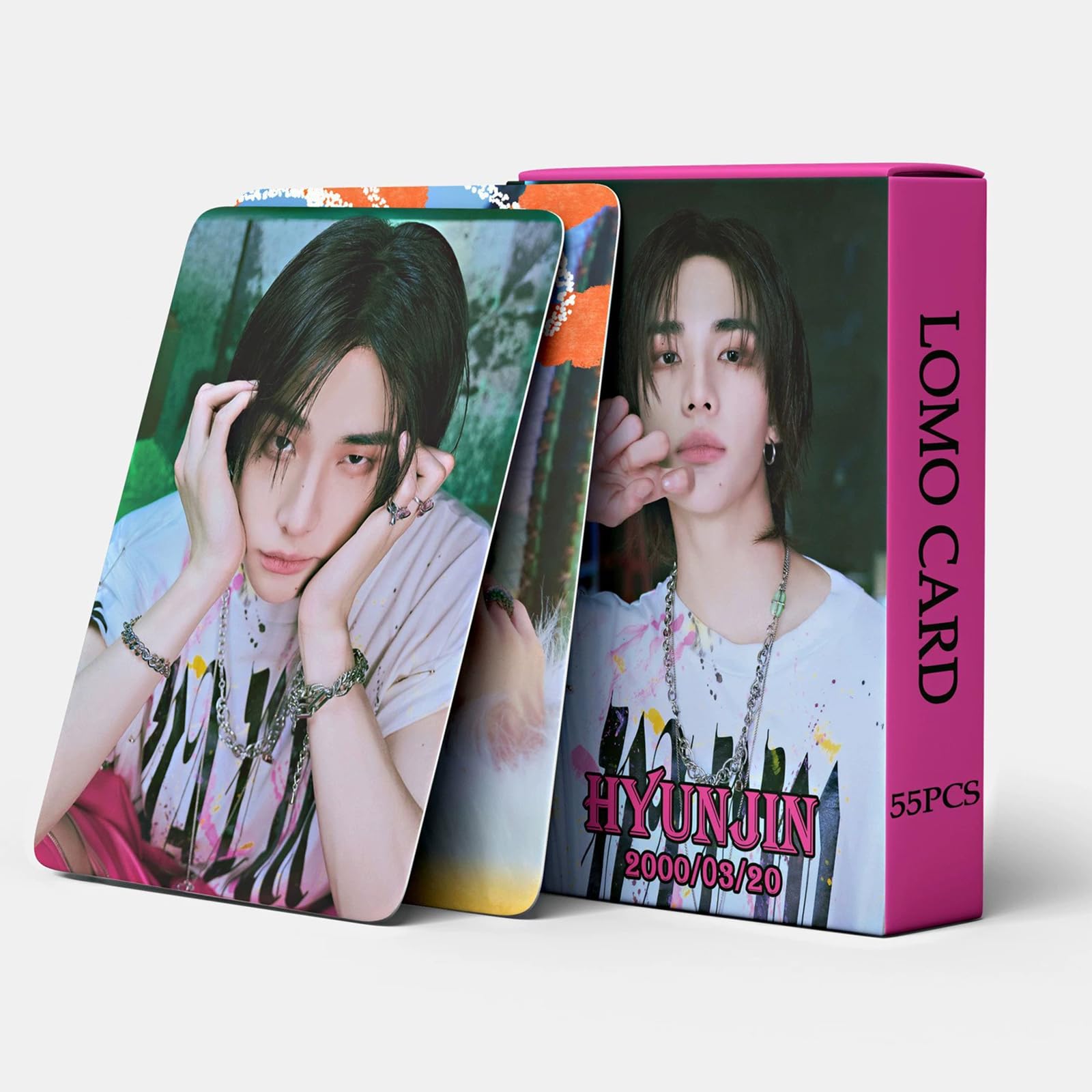 Stay Kids Photocards, 55pcs Stay Kids Lomo Cards, SKZ New Album Postcards Cards Set, Pop Merch Gift for SKZ Fans (Hyunjin)