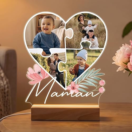 Lampe Photo Personnalisée Maman - Idée Cadeau Fête des Mères
