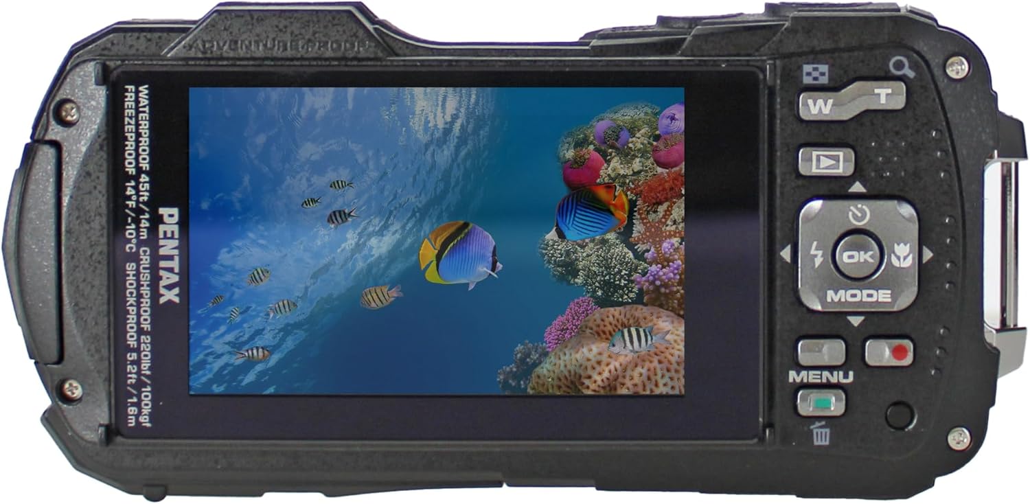 Ricoh Pentax WG-90 Waterproof, Shockproof, Dustproof, Freezeproof, Tough Digital Camera (Black) + 64GB Memory Card + P-Bank + Camera Bag + Flexible Tripod + Cleaning Kit + External Charger + More