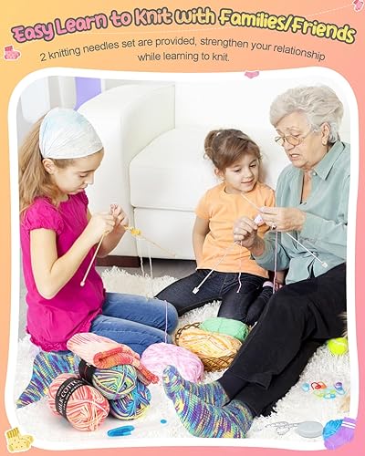 Miniatura 6 de Katech Kit de tejer, 4 piezas de hilo de calcetines para tejer, color azul