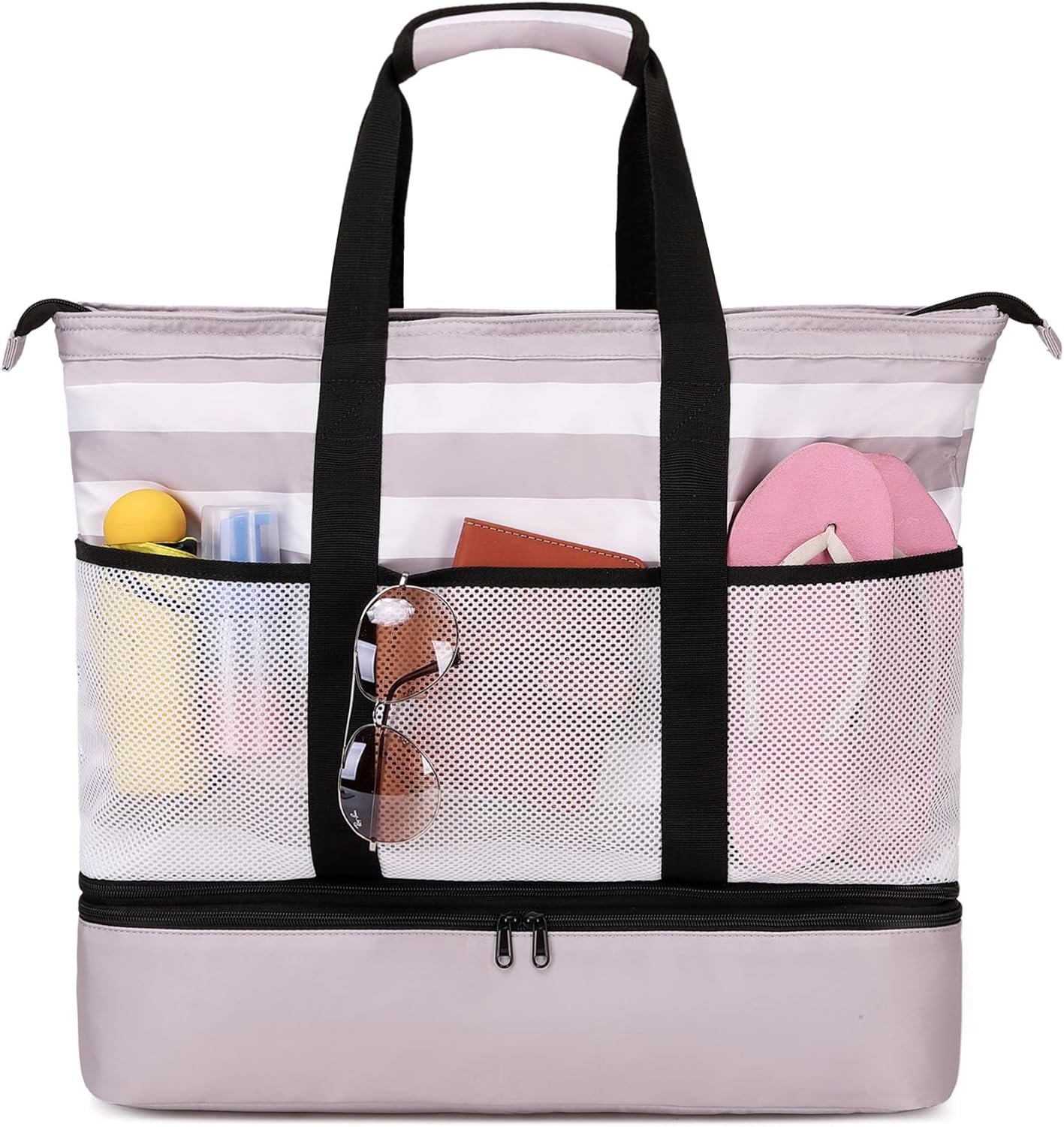 JIANYA Beach Bag Women Waterproof Sandproof Beach Tote Bags with Cooler Top Zipper Large Totes for Pool Travel Daily