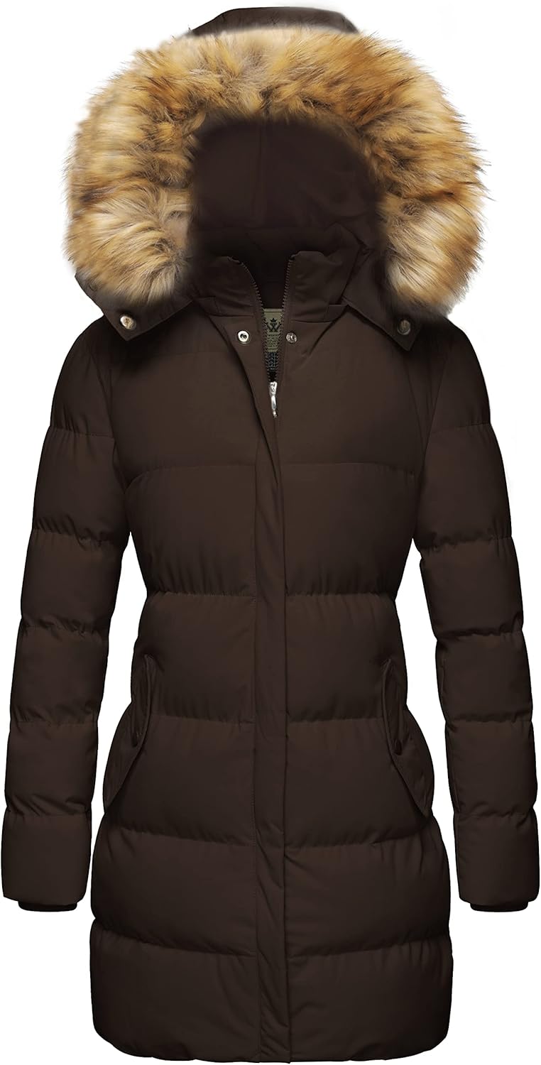 WenVen Women’s Winter Thicken Puffer Coat Warm Jacket with Faux Fur Removable Hood