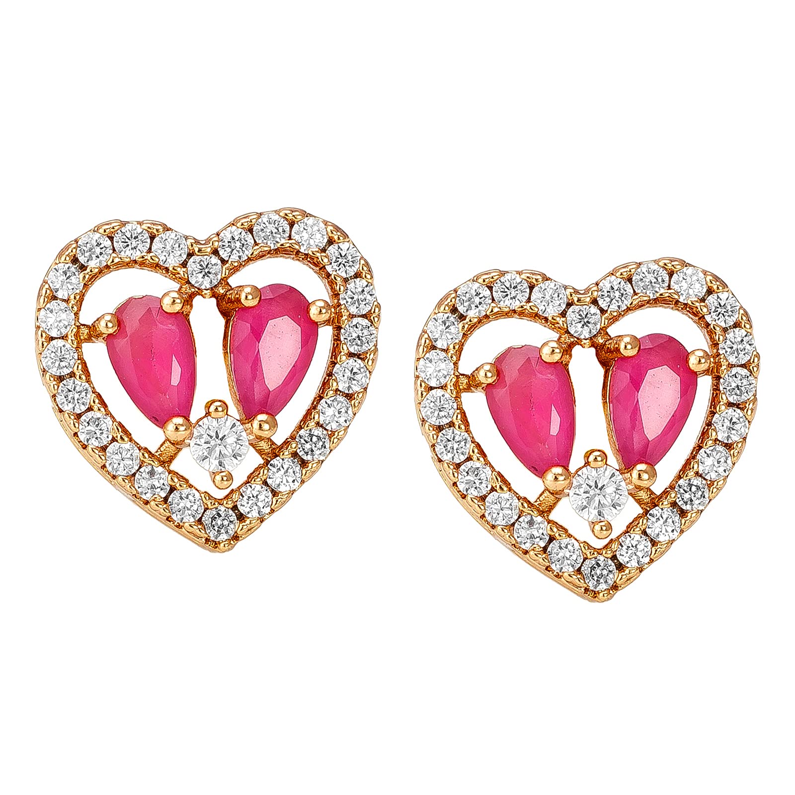 The Luxor Heart Shape American Diamond Ruby Sparkling Swarovski Stud Earring 18k Gold Plated Crystal Stylish Ethnic For Women Girls (B095X1SHT3) Amazon Price History, Amazon Price Tracker