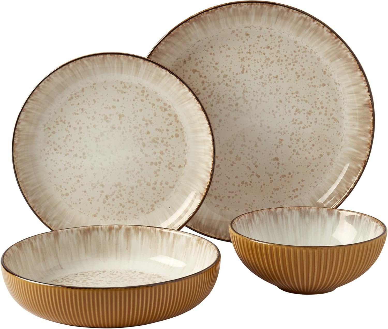 Yellow Ceramic 16-Piece Dinnerware Set, Service for 4