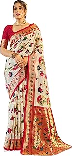 SWORNOF Women's kanjivaram banarasi silk saree Zari Woven for festival Wedding silk with rich pallu Design sarees for wome...