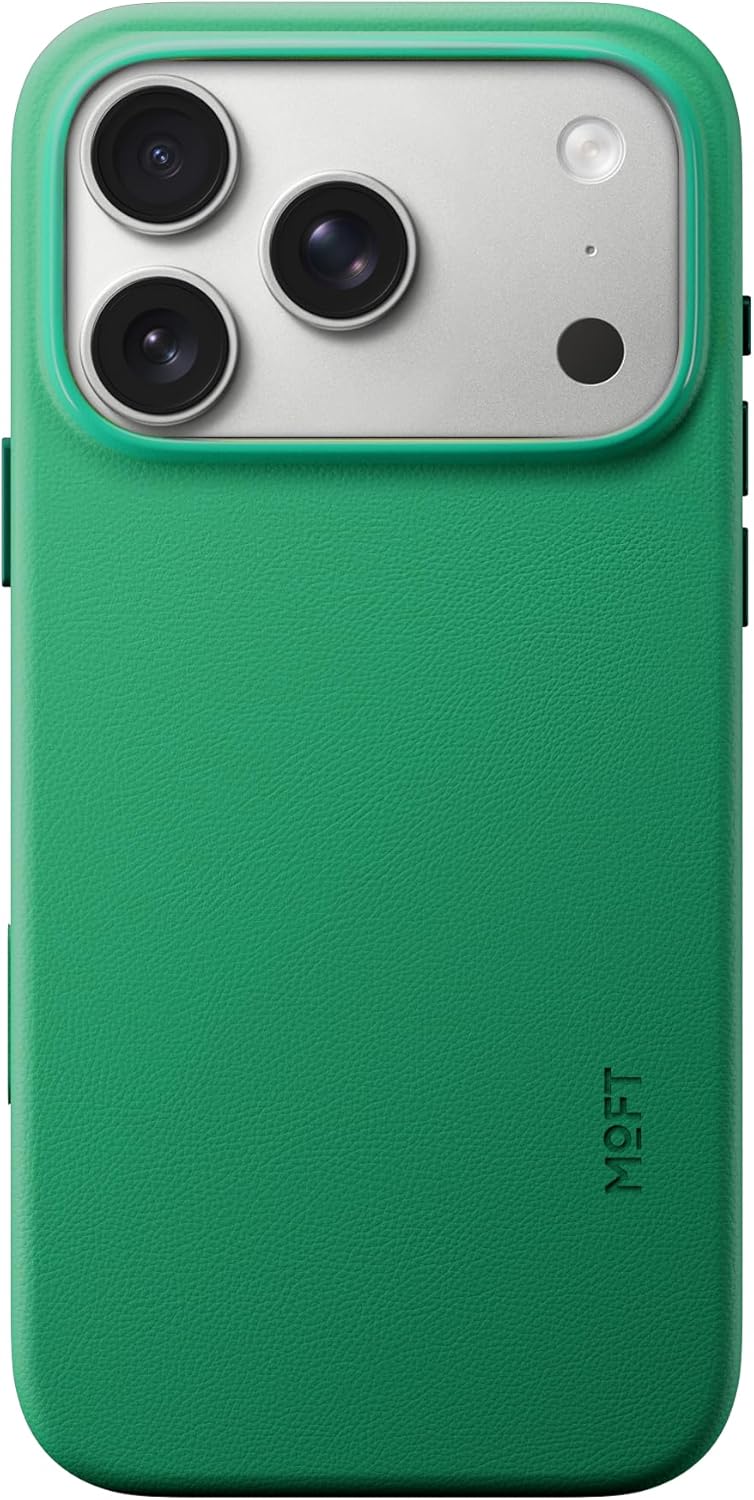 MOFT for iPhone 17 Pro Case- MOVAS Snap Case, MagSafe Compatible, Soft-Touch Vegan Leather, Classic Minimalist Design, Lightweight, Stain-Resistant & Camera Protection, Oz Green