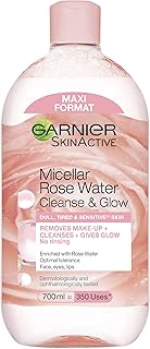 Garnier Micellar Rose Cleansing Water 700ml, Gentle face Cleanser & Makeup Remover, Hypoallergenic. Vegan Formula, Suitable For Dull And Sensitive Skin, Glow Boosting Formula, Dermatologically Tested