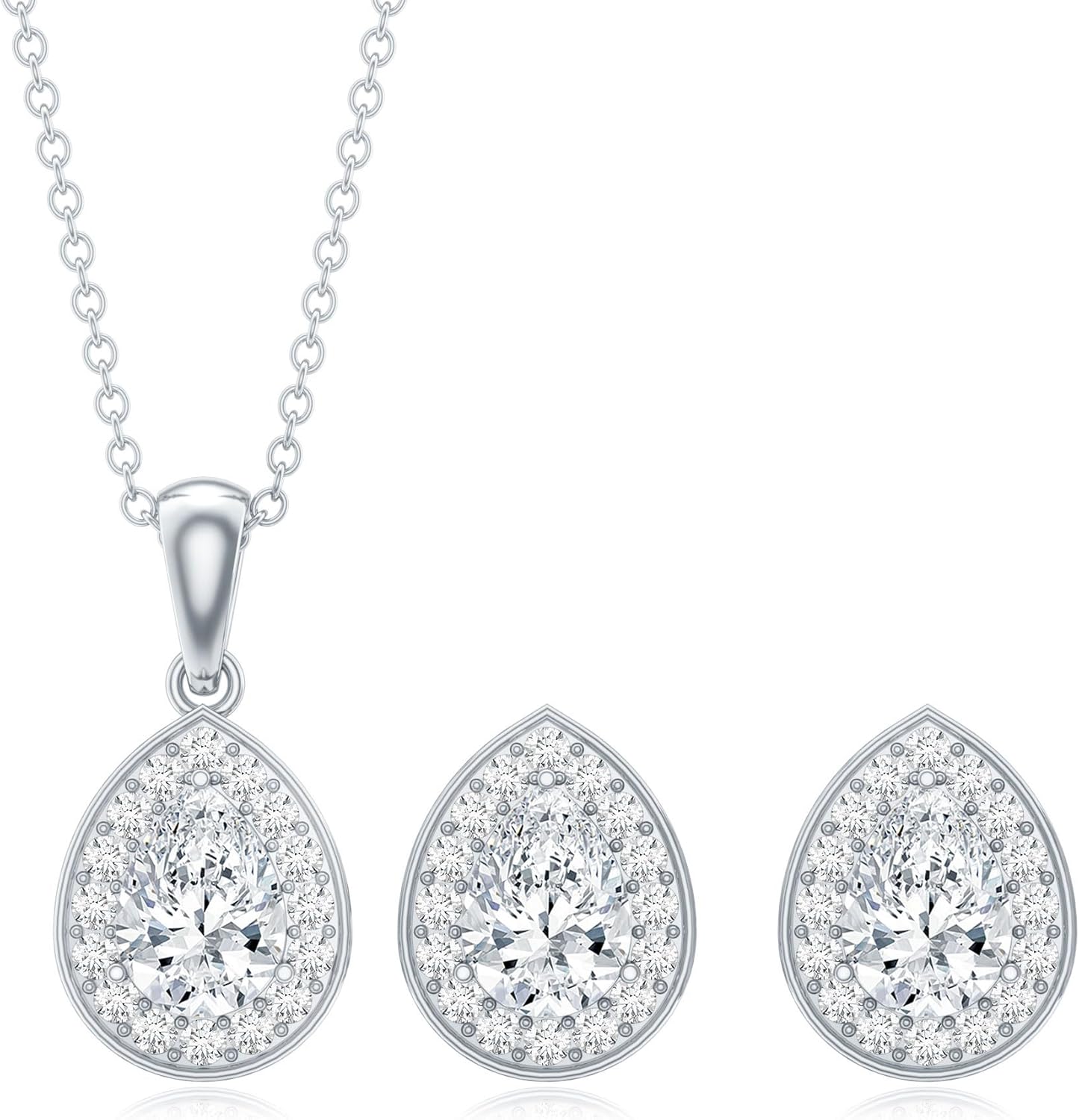 Certified 3.7 Carat Moissanite Necklace and Earring Set, Silver Moissanite Bridal Jewelry Set (Ideal For Gift) - Image 7