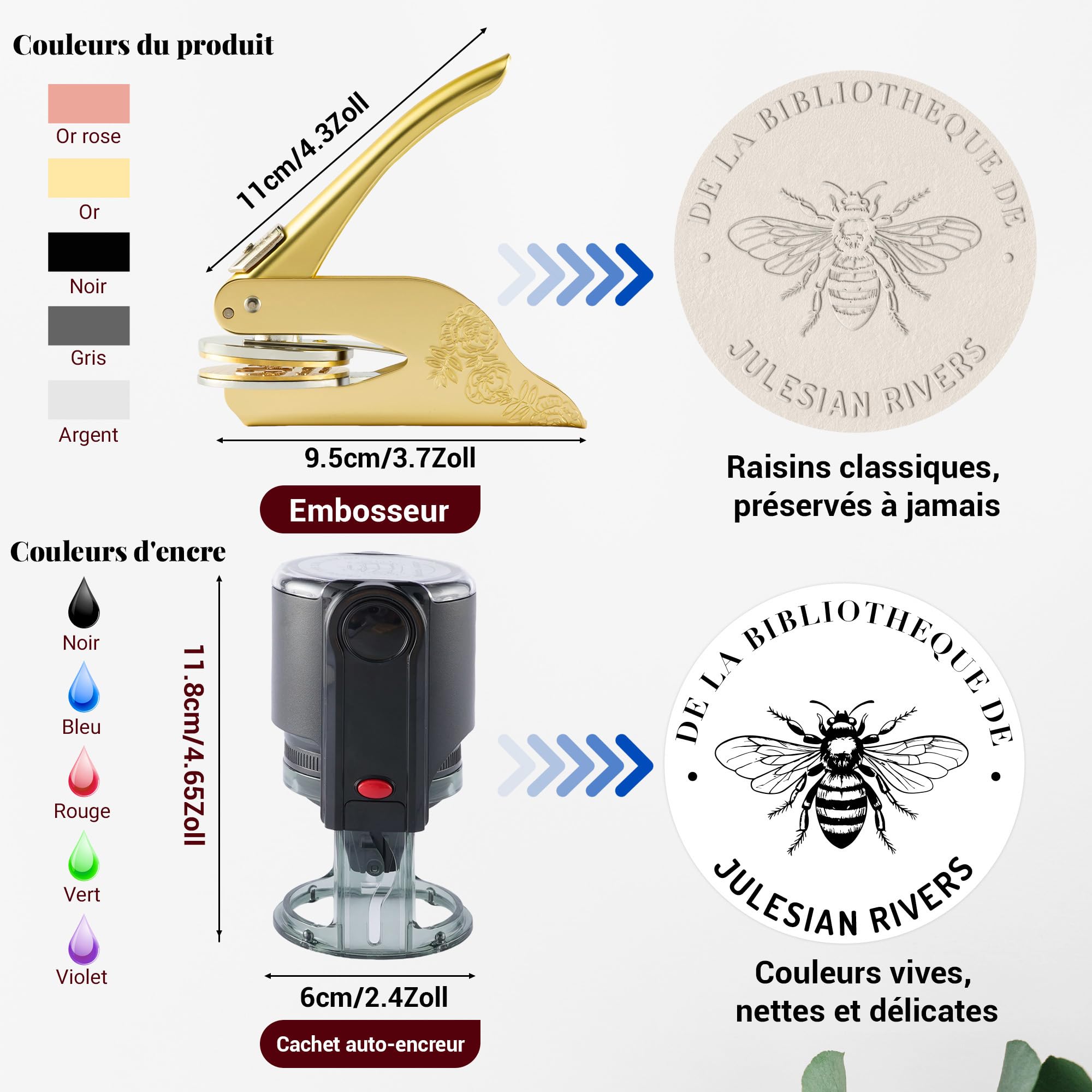 Easycosy Embosseur De Livre Personnalisé,Tampon Gaufrage