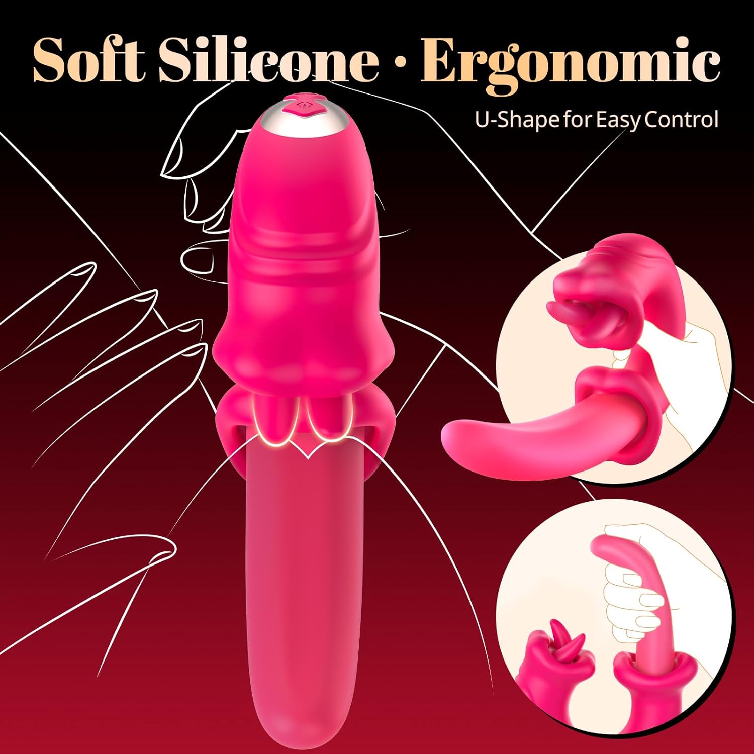 Realistic Tongue Vibrator for Women-Omigao10 Licking and 10 Swing Vibrating Modes for Clit and G Spot Stimulator APP Remote Control Anal Nipple Vibrators Silicone Dildo Adult Sex Toy for Couple Games