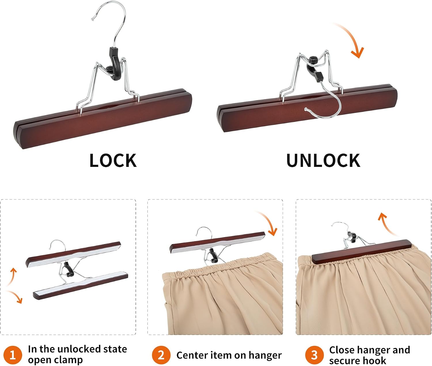 amazon basics wooden pants hangers closet organizer, cherry, 10-pack cherry 10-pack