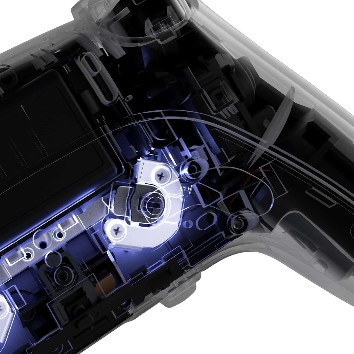 Дотоод view of a disassembled PS5 Edge controller showing the magnetic module area.