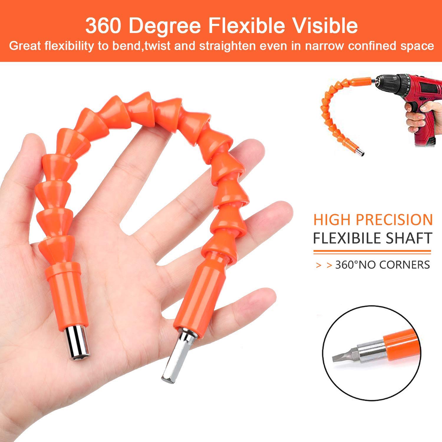 Kit de extensión de broca flexible, puntas de destornillador de extensión de eje suave flexible, broca eléctrica de tuerca universal, reparación manual, herramientas de bricolaje, accesorios