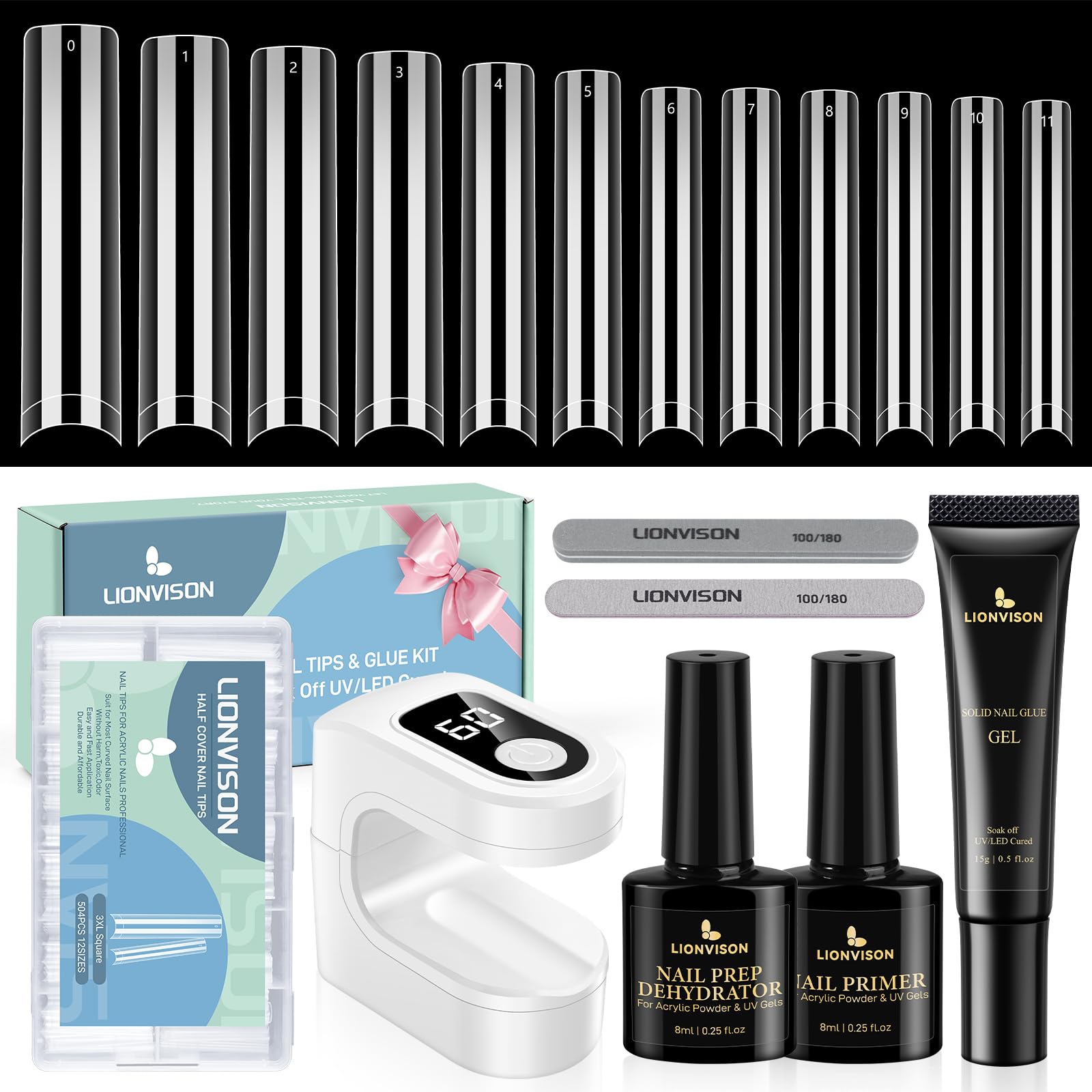 LIONVISON 3XL Nail Tips - 504 PCS No C Curve -17 LIONVISON 3XL Nail Tips - 504 PCS No C Curve -17