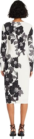 Maggy London Womens Long Sleeve Floral Printed SheathCocktail Dress