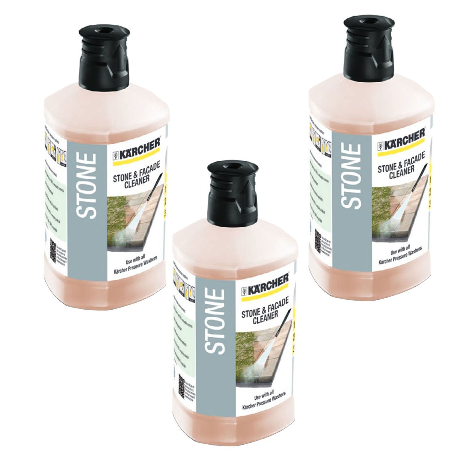 Karcher Stone Facade Cleaner 3in1 Pressure Washer Detergent Bottle K2 K4 K5 K7 1 Litre x 3