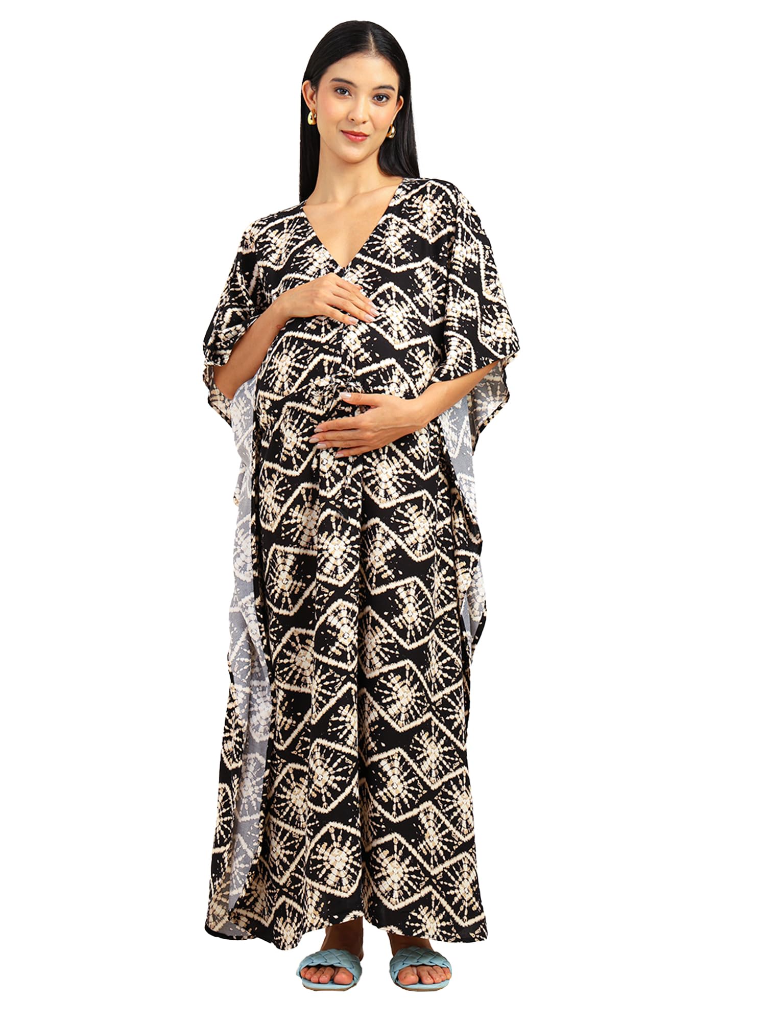 craftbazar Rayon Printed Pre and Post pregnency and Feeding Kaftan Tie Dye Style Blue-picture-21