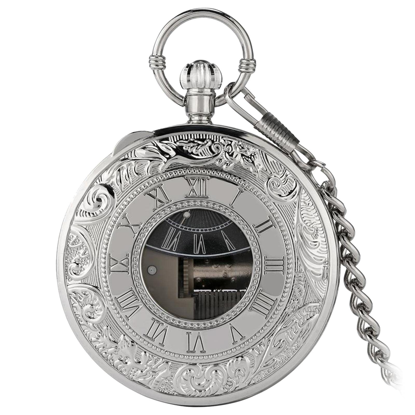 Quartz Pocket Watch Musical Movement Retro for Graduation Son Silver Roman Jewelry & Watches | Watches Parts & Accessories | Pocket Watches-image-38