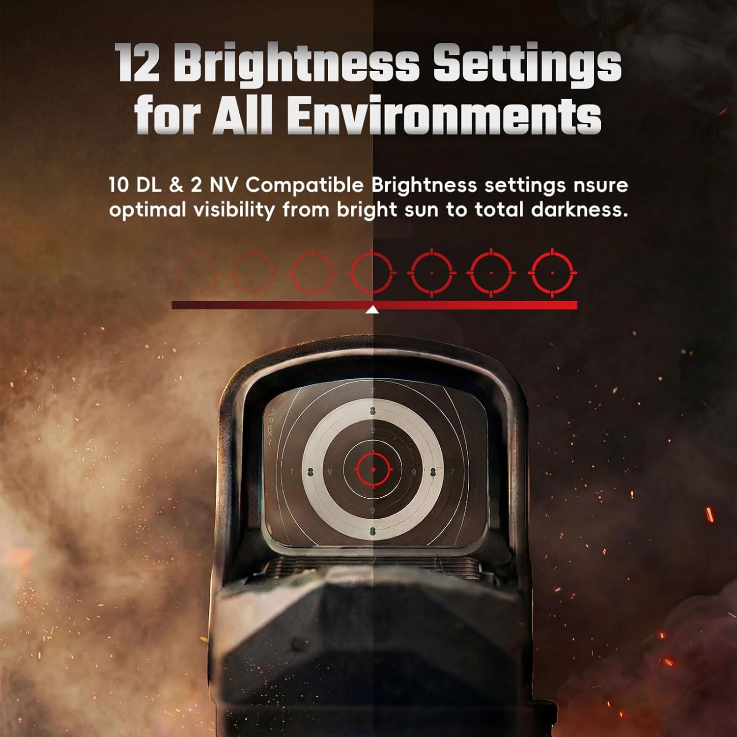 Multi-Reticle Open Reflex Red Dot Sight: 2 MOA Dot & 65 MOA Circle, Shake Awake, Solar-Assisted Power, Titanium Hood, IP67 Waterproof, 12 Brightness, Quick-Detach Mount for Picatinny Rail Long Guns