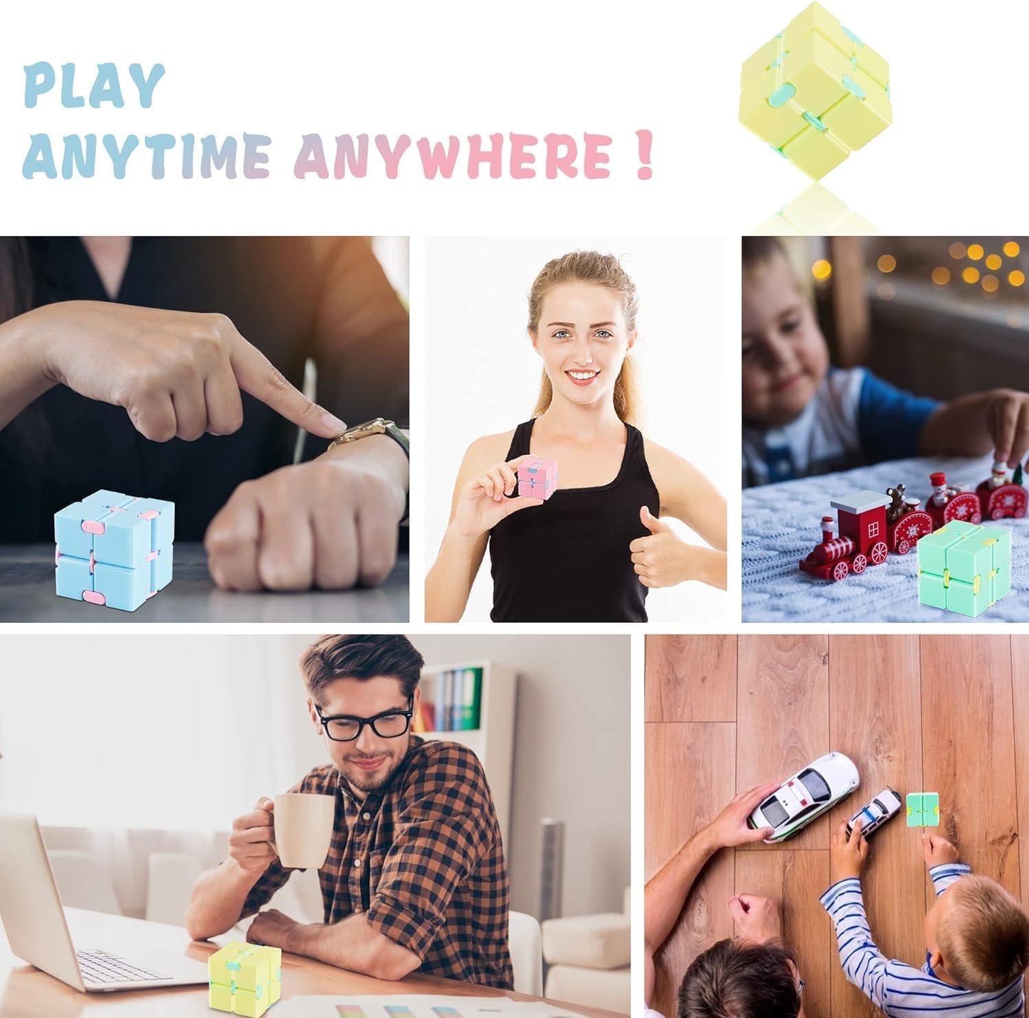 ZELVO Flip, Turn and Spin Mini Infinity Cube Toy for Kids, Teens and Adults | Stress and Anxiety Relief | Featherlight Fidget Sensory Tool | Long Hours Play Toy 2
