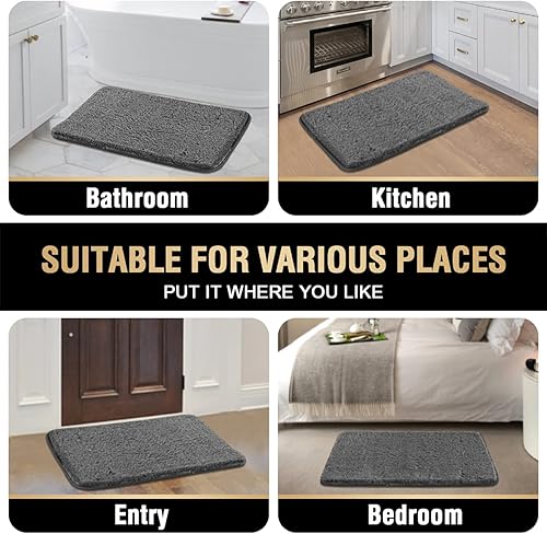 Miniatura 7 de Alfombra de baño copetuda, antideslizante, de 20 x 32 pulgadas, extra suave, gruesa, absorbente, peluda, alfombra de cocina para interiores,