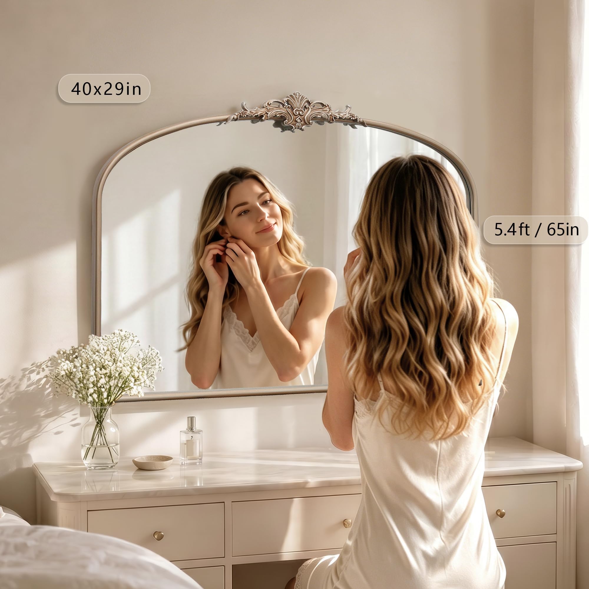 Amazon.com: Besdomus Vintage Arched Gold Mirror: 40