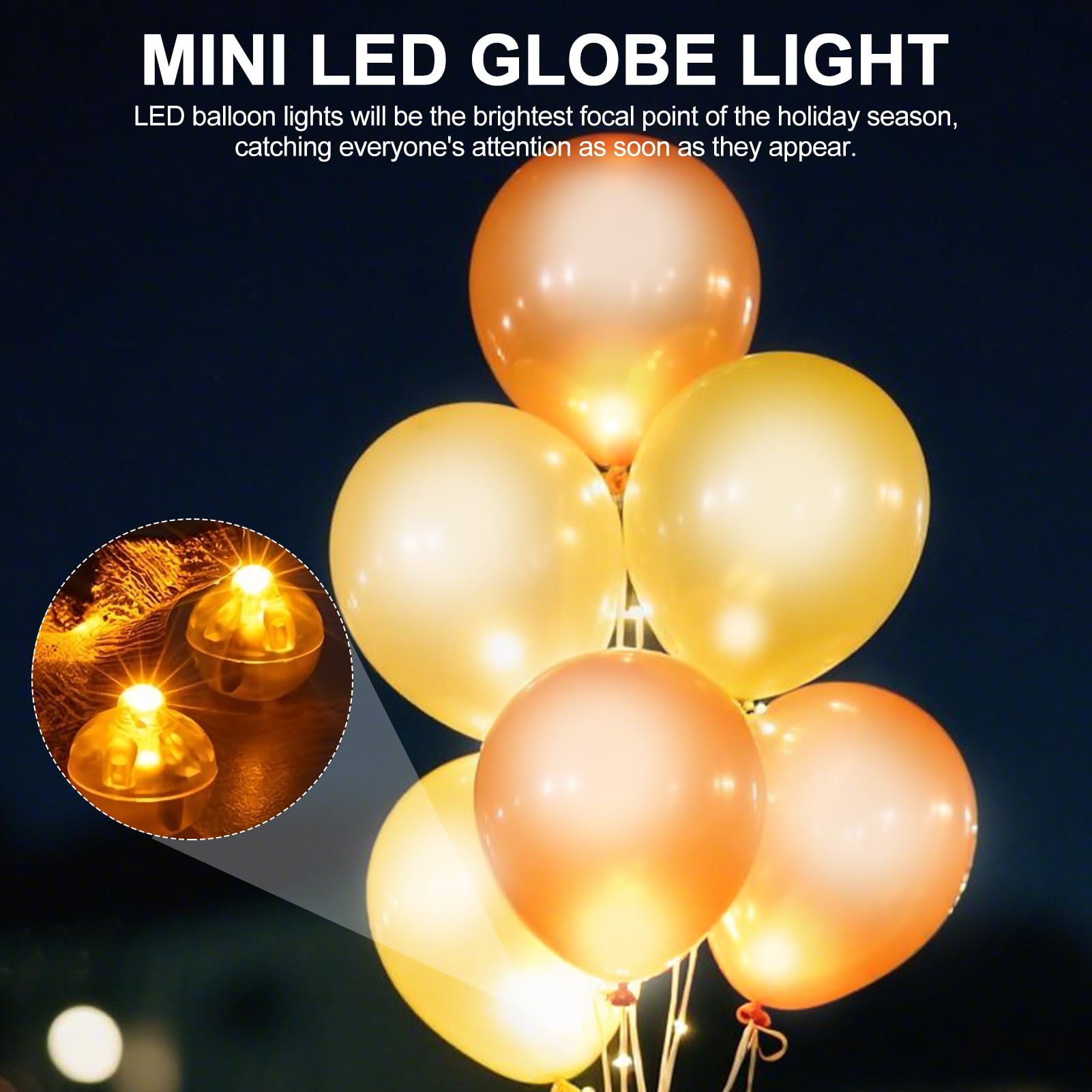 100 LED Ballonlichter Warmweiß – Mini Leuchtkugeln Mit Batterie Für Party, Hochzeit, Weihnachten (wiederverwendbar)