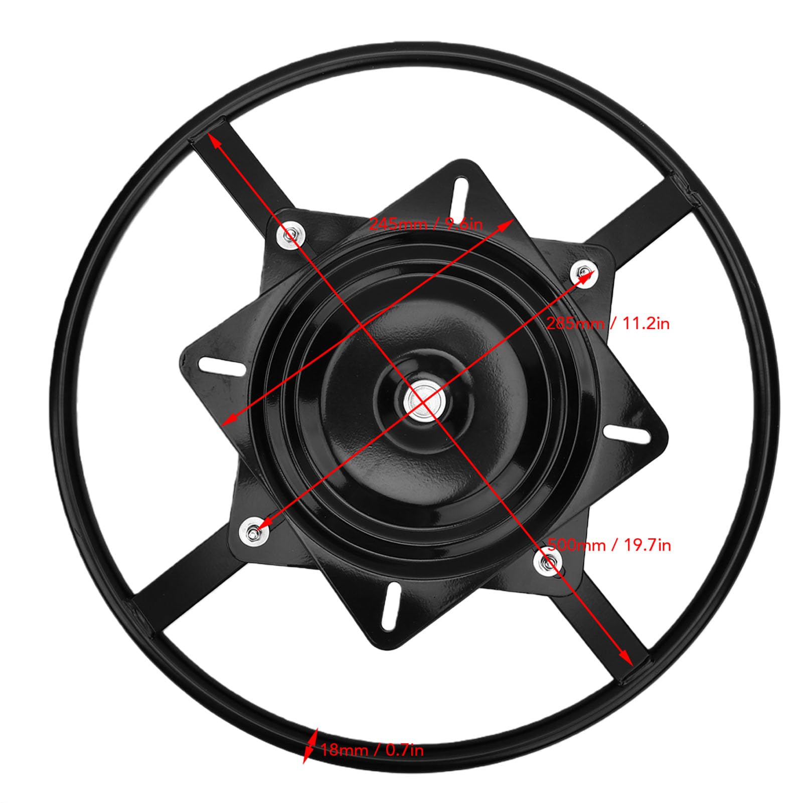 Asixxsix Base del Anillo de la Silla reclinable de 50cm, Mecanismo Giratorio de 360° con Placa Cuadrada de 24,5 cm, para Las Partes Inferiores de los Muebles de la Silla del sofá