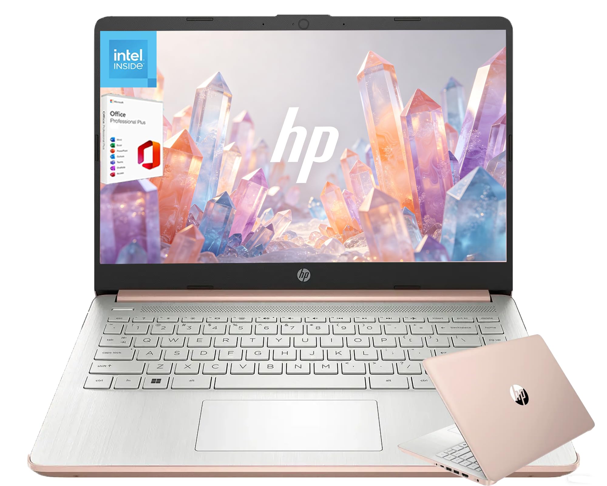 Customized Elite HP 14" HD Laptop, 4GB, 128GB, Intel 4-Core, 1-Year Office