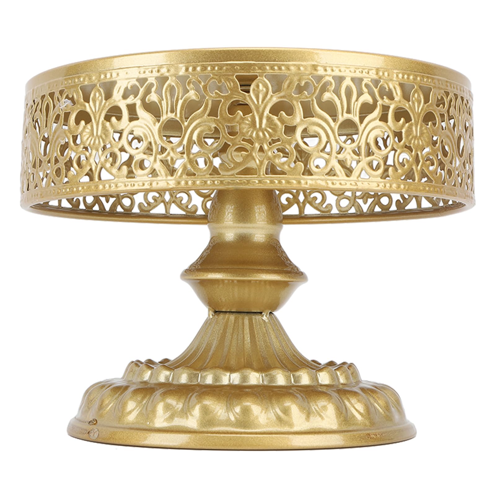 Soporte Redondo Brillante Dorado para Tartas y Magdalenas, Metal Decorativo (11.5x12in)