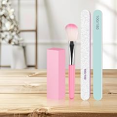 Nail Art Tools Set Pink Tofu Blocks with Gray-White Logo Sand Strips Polishing Strips Pink Dusting Brush Essential