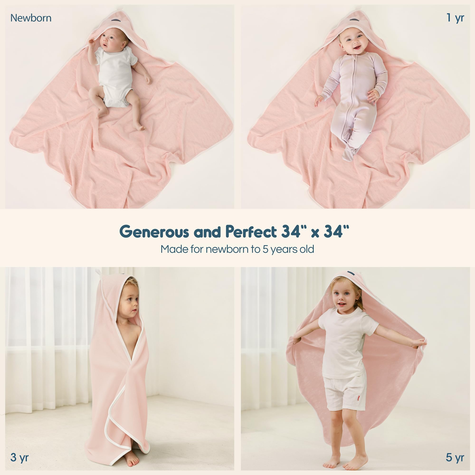 GRSSDER Baby-Kapuzenhandtuch für Neugeborene, superweiche Badetücher mit originellem Design, ultra-saugfähiges Strickfrottee, große Kleinkind-Handtücher mit Kapuze für Mädchen, Duschgeschenke für