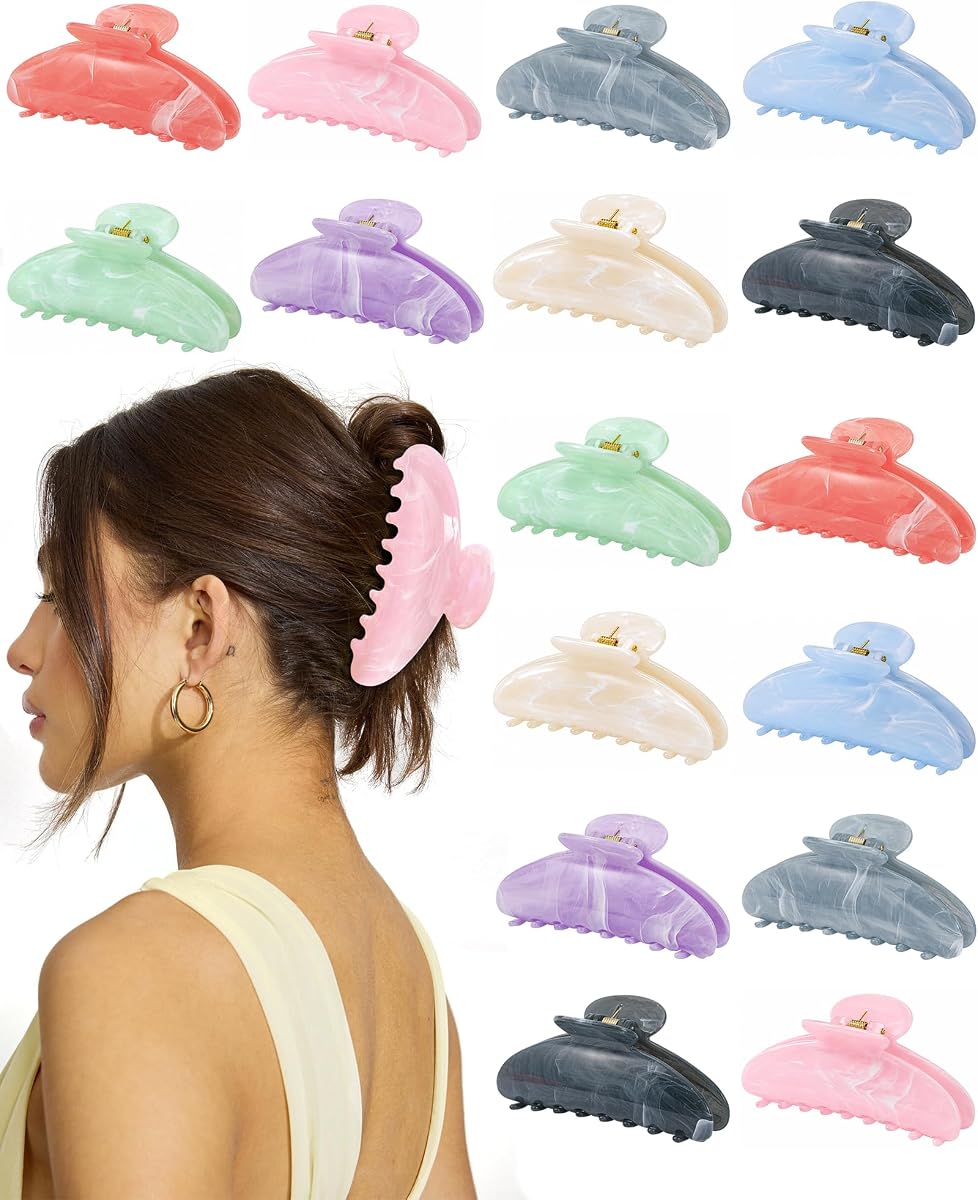 Paquete de 16 pinzas para el cabello para mujeres – Pinzas grandes antideslizantes para cabello grueso y fino, lindos pasadores para el cabello, elegantes y duraderos, accesorios para el cabello de moda, elegantes pinzas para el cabello a granel para niñas, regalo de bricolaje