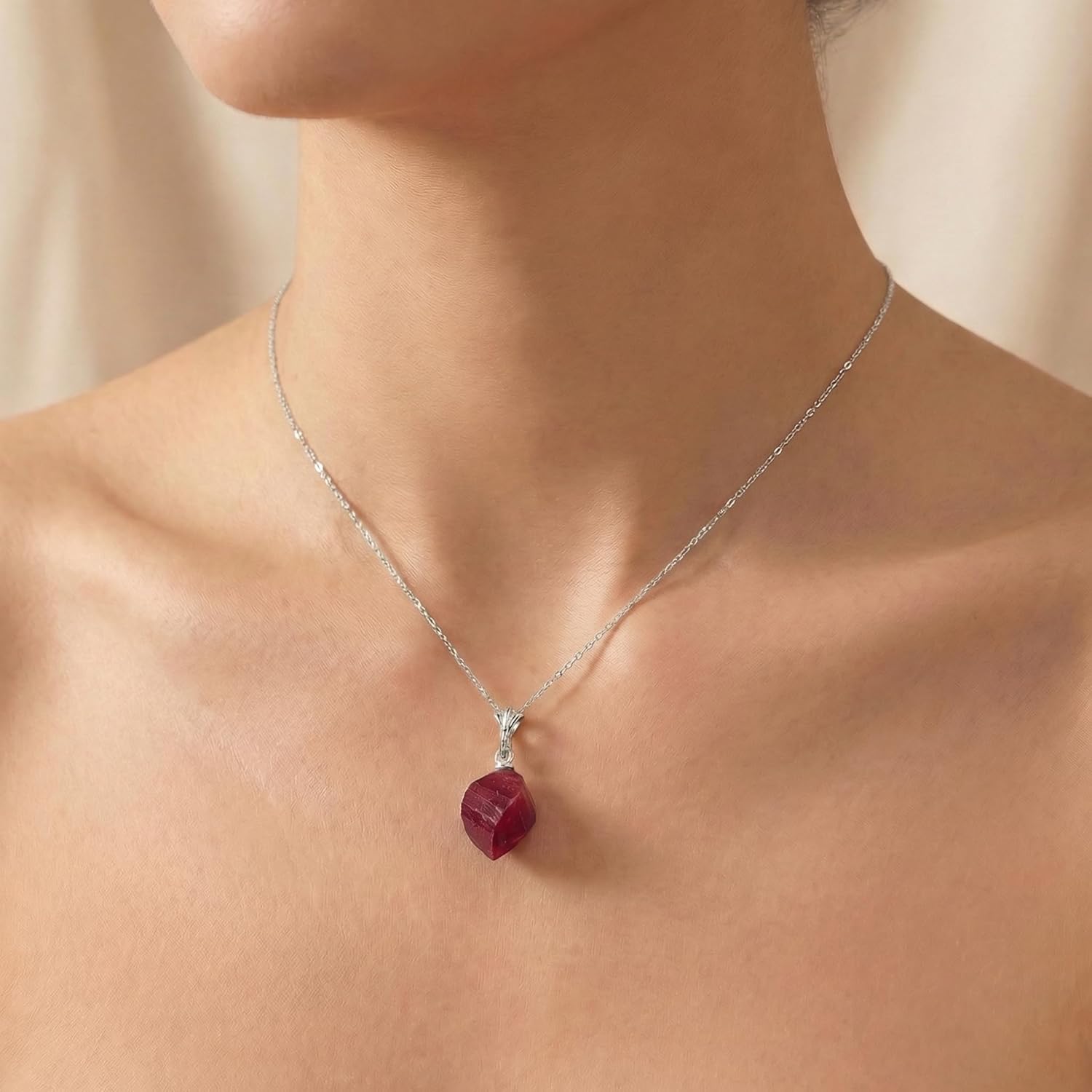 Galaxy Gold GG 14K Yellow Gold Natural Ruby Necklace - July Birthstone - Passion & Protection - 16" to 24" - Fine Jewelry for Women