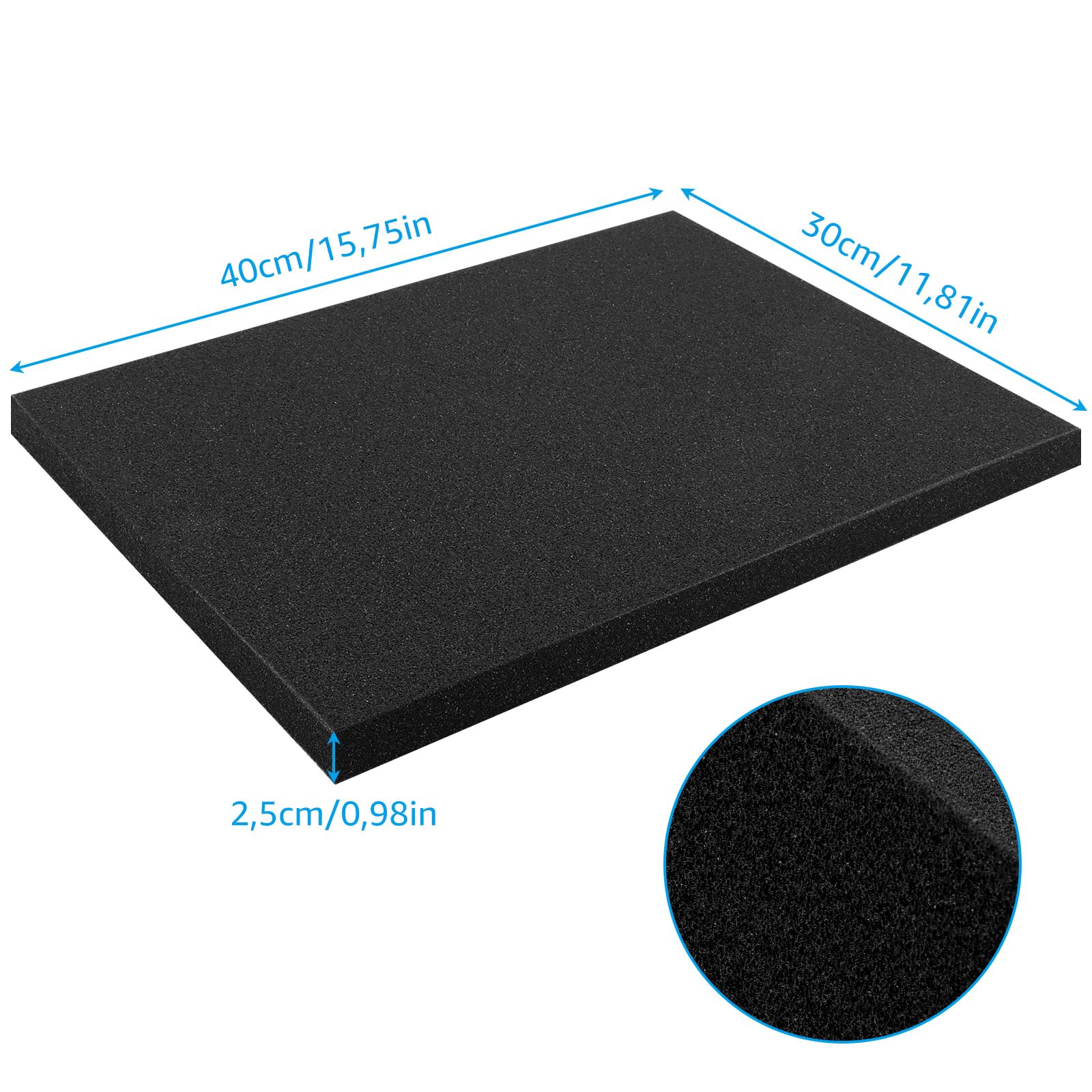 Inserti in schiuma per valigetta 400x300 mm 25 mm, 6 pezzi