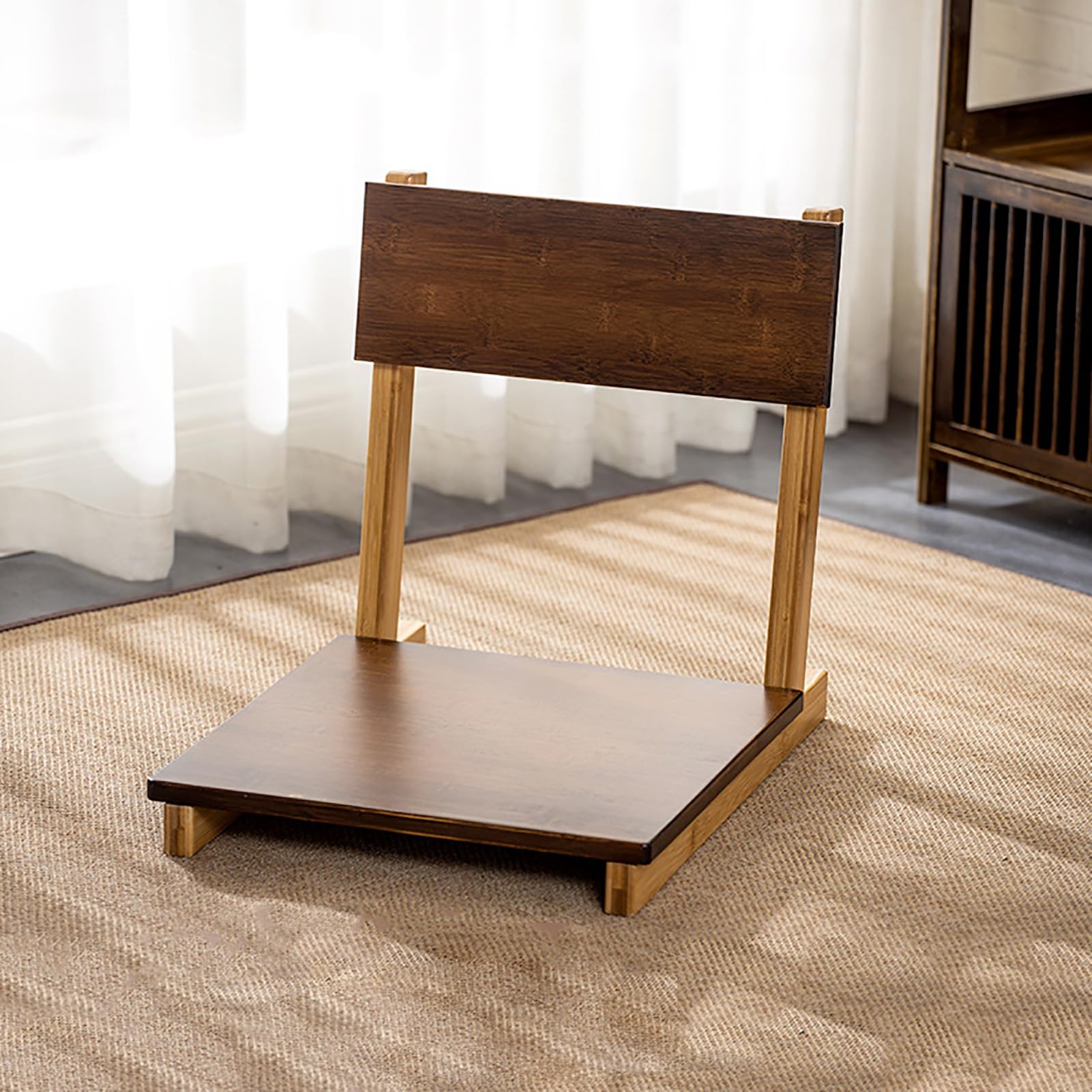 SHJQJL Bamboo Portable Floor Chair, Japanese Tatami Chair Legless Lazy Chair Cushion with Back Support, Meditation Floor Chair for Bay Window, Living