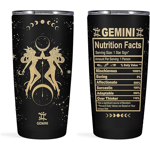 Gemini Gifts for Women - Zodiac Cup Tumbler, 20 OZ Astrology Stainless Steel Insulated Constellation Cup, Witchy Gothic Gifts
