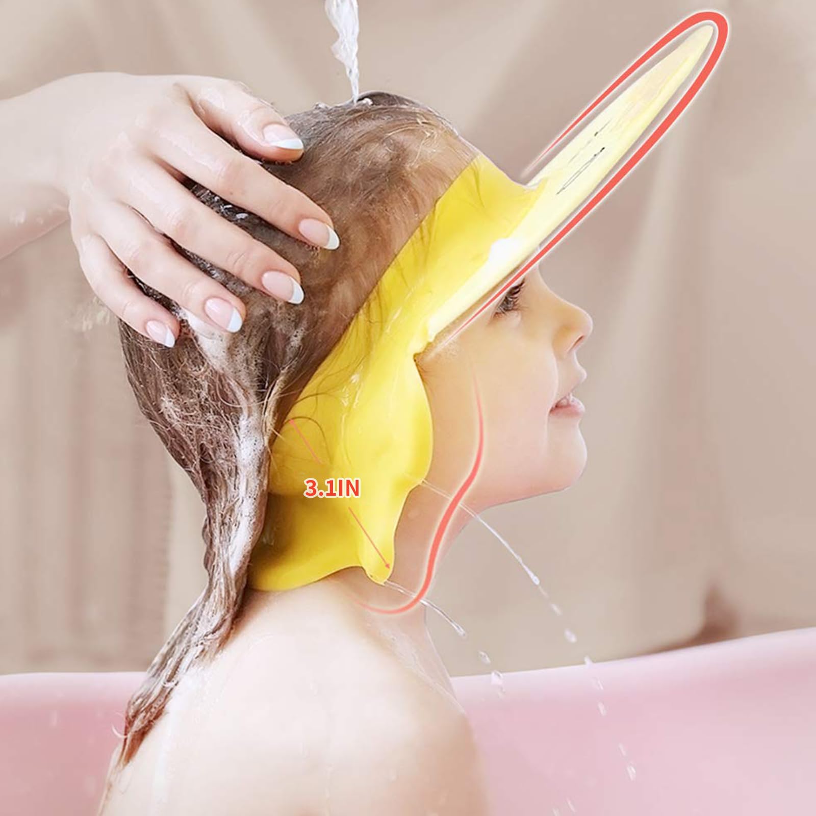 Hair Washing Aids for Kids - Adjustable Shower Cap Hair Washing Shield for Toddlers - Baby Shampoo Cap Visor for Eye & Ear Protection - Image 4