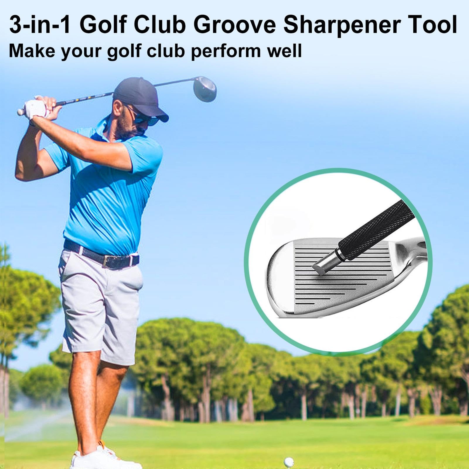 Grinder Golf, Grinder, Golf Wedge Grooving Tool | Accessori per la Pulizia delle Mazze, Pulitore per Ferro da Golf per scanalature a U e V, Produce Un Backspin ottimale
