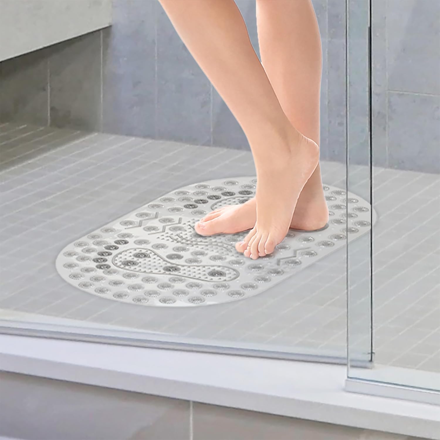 Bath Bliss Magnetic Massage Heavy Bathmat/Bath Mat, for Bathroom and Tub, Self-Draining, Suction Cup Base, Clear