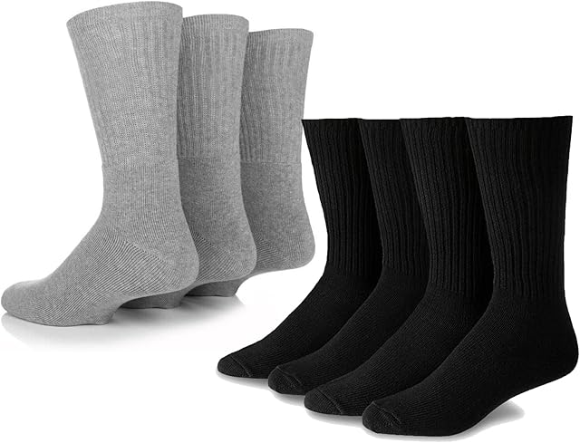 ThreadTrade 10 Pairs Men's Heavy Duty full cushioned Crew Socks Workout Training Hiking Walking Athletic Sports Socks for Men and Women Cotton Rich 6-11
