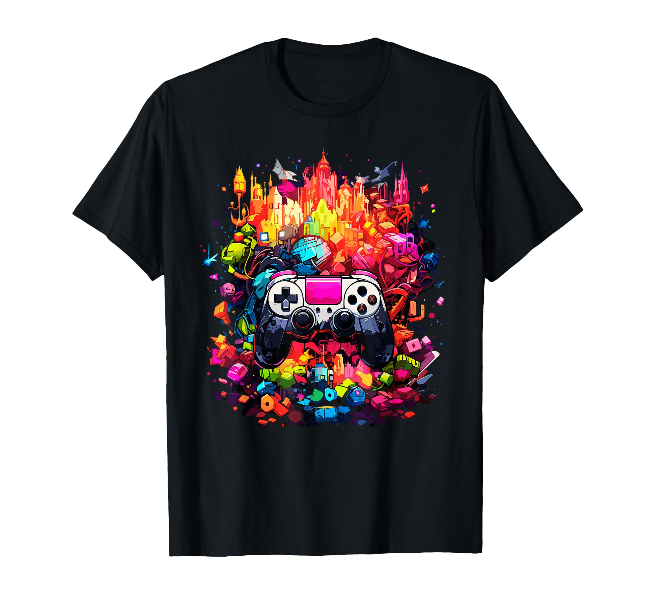 Colorful Video Game Controller Tie Dye Cool Gamer Gaming Tee T-Shirt