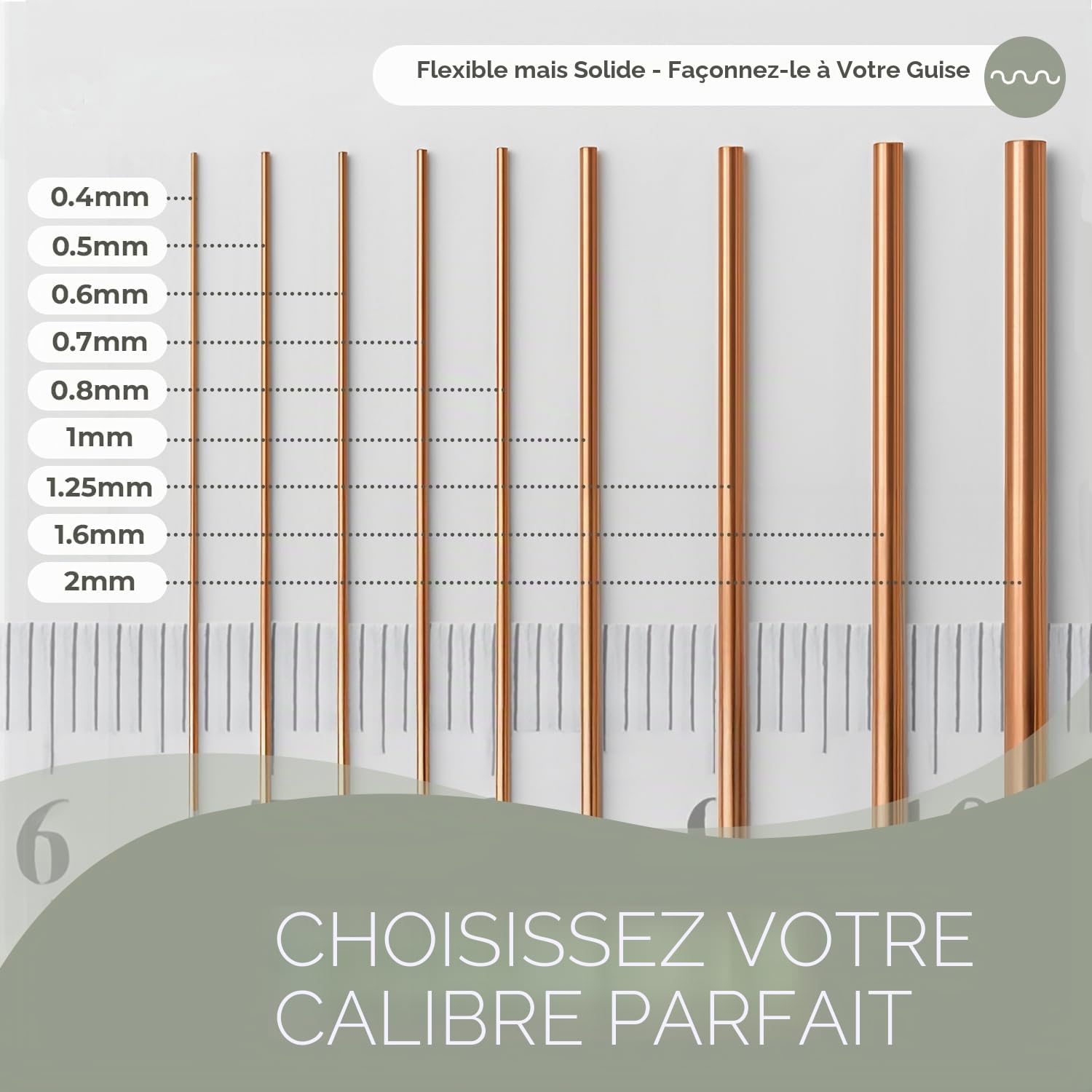 Fil de cuivre - 2 mm de calibre 12 5 m pour sculpture, fabrication florale, bijoux, tissage et emballage, fil électrolytique, 99 % pur