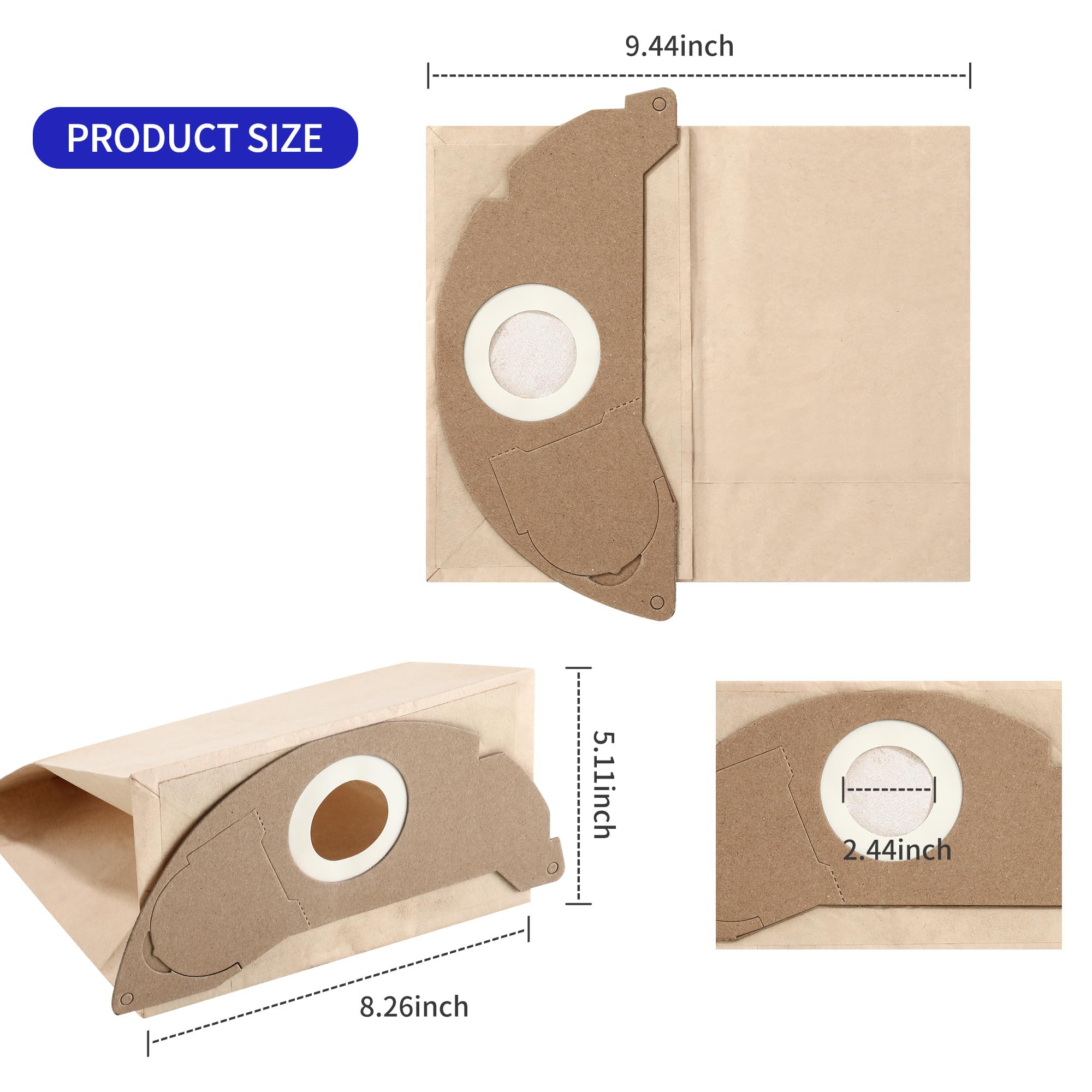 20 Sacs Aspirateur Pour Kärcher WD2 - Filtration Poussière - Compatible Multiple Modèles